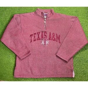 Vintage Texas A&M 1/4 Zip LG Aggie Pro Player 90s Pullover Maroon Embroidered